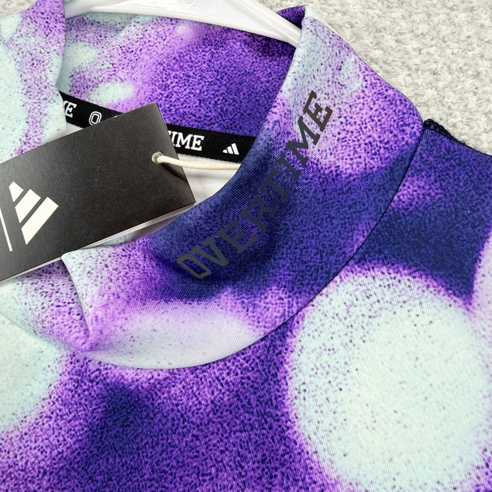 Adidas x Overtime Compression T-Shirt Mens XL Purple Tech Fit Mock Neck Training - Picture 3 of 13